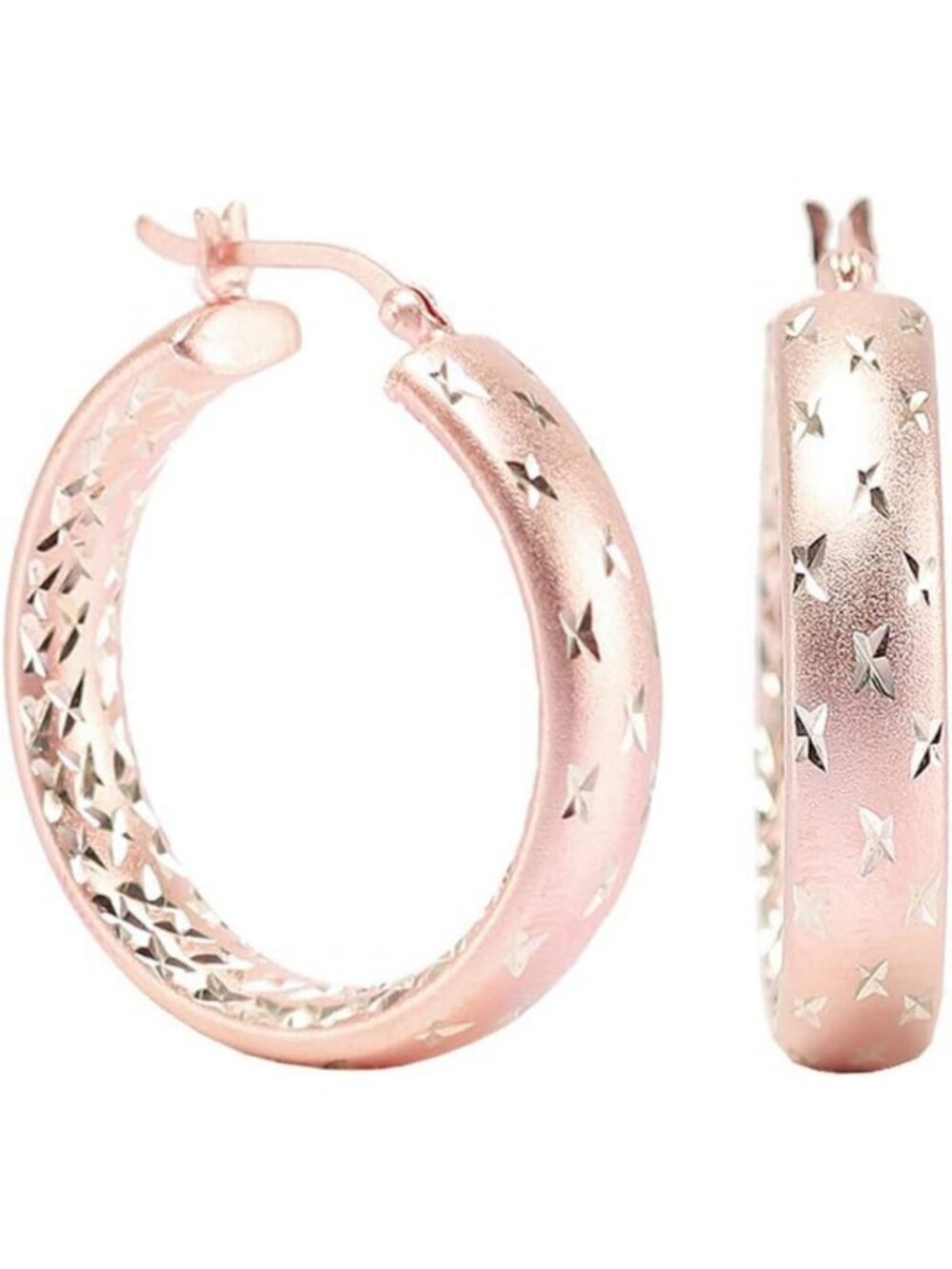 925 Sterling Silver Textured Hoop Earrings | 14K Gold & Rose Gold-Plated Jewelry